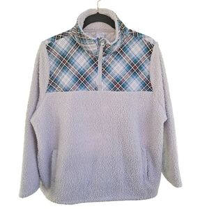 Vera Bradley Snowy Plaid Sherpa Jacket Pull Over Plaid